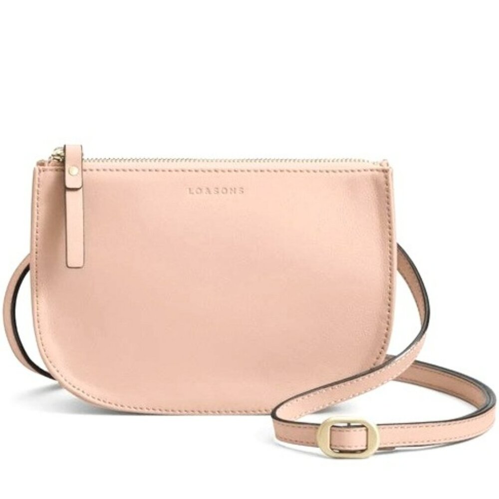 Lo & Sons Waverley 2 Pink Rose Quartz crossbody / wristlet / belt bag w/ gold hw